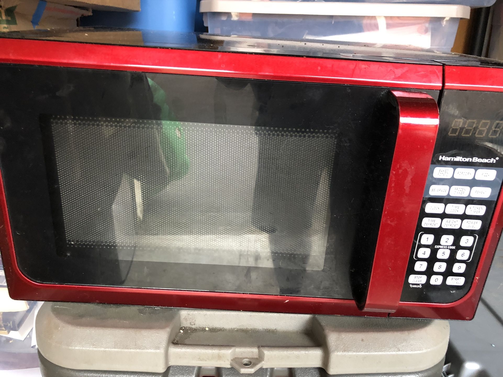 900 Watts Red Hamilton Beach Microwave Stainless Steel