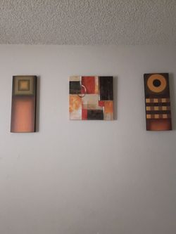Set of 3 Abstract Wall Art Canvases