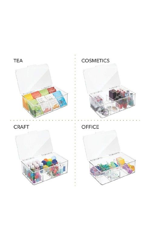 mDesign Stackable Plastic Tea Bag Holder Storage Bin Box for Kitchen Cabinets, Countertops, Pantry - Organizer Holds Beverage Bags, Cups, Pods