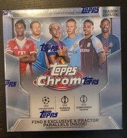 2025-26 TOPPS CHROME UEFA Club Competitions MEGA BOX (7 packs of 6 cards) UCC Sealed
