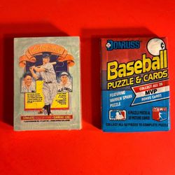 Two factory SEALED Donruss puzzle card packs.  One 1985 Baseball Highlights 52 card set