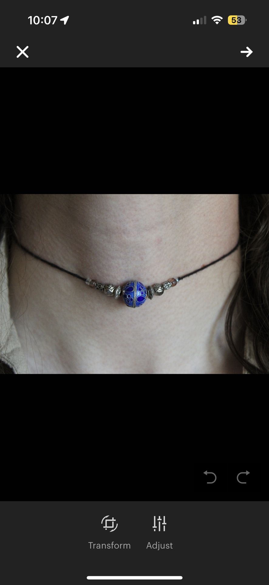 Blue Bead Black Choker