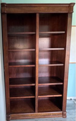 Large Dark Wood Bookcase with Double Columns