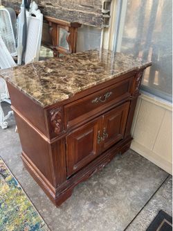 Traditional style marble top drawer