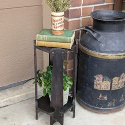 Vintage Primitive Distressed Wood Small Plant Stand 