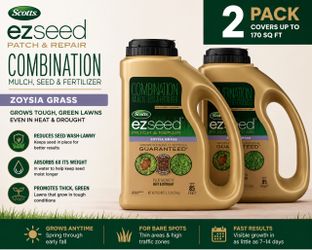 Scotts EZ Seed Zoysia Grass Patch & Repair 3.75 lb Lot of 2 - NEW Seed Mulch Fertilizer, Covers 170 sq ft, 17571