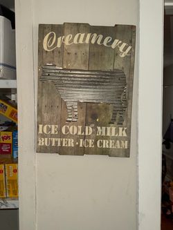 Rustic Creamery Wood and Metal Wall Sign