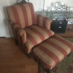 Fabric Chair With Matching Ottoman