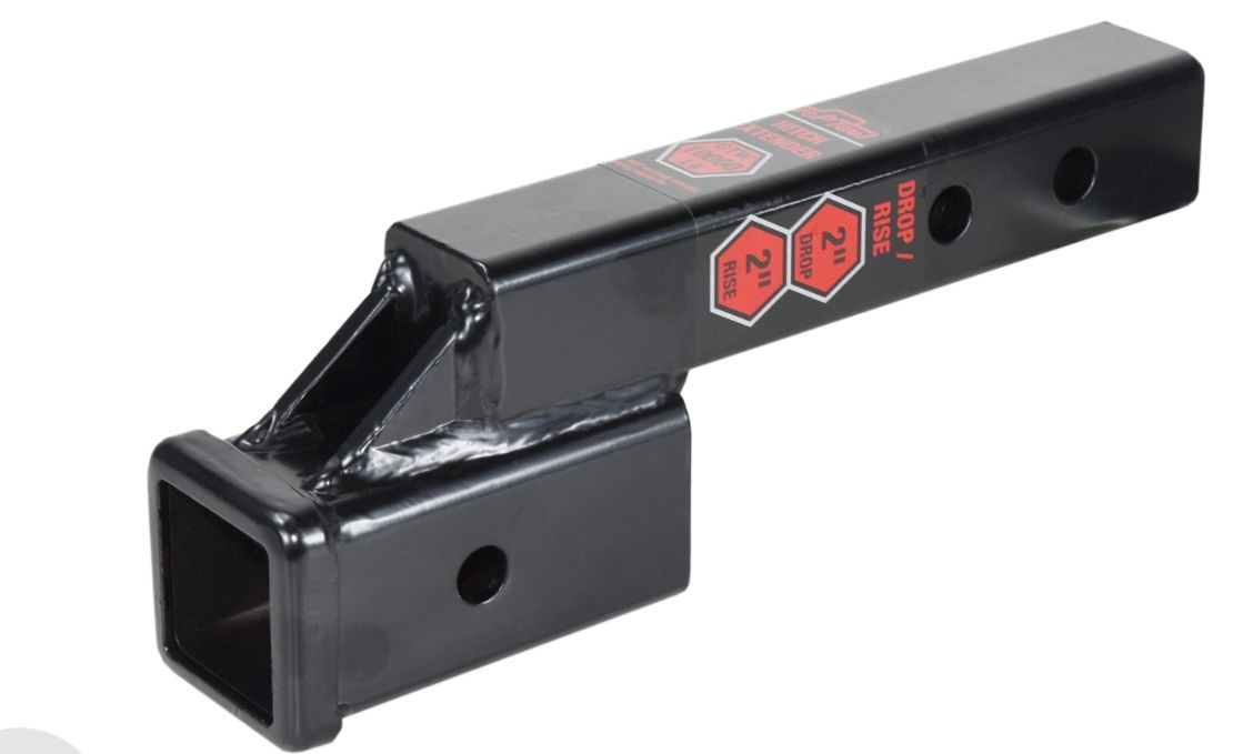 TOPTOW 64121 2-Inch Receiver Trailer Hitch Extension Riser With 2-Inch Rise/Drop, Solid Shank, 10000lbs Capacity, Anti-Rattle Bolt