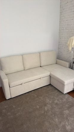 NEW 81.5" Convertible L Shaped Sleeper Sofa Bed with Storage Chaise, 3-Seat Pull Out