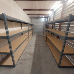 5 Stand Alone Rivet Shelving Units with Particleboard Shelves