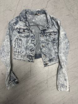 Highway Acid Wash Denim Trucker Jacket Small  Blue Cropped Jean Coat Used