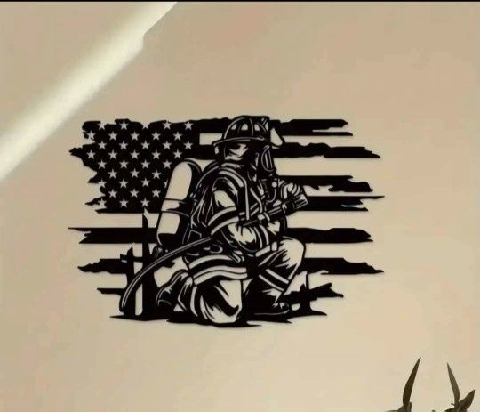 Firefighter Metal Art