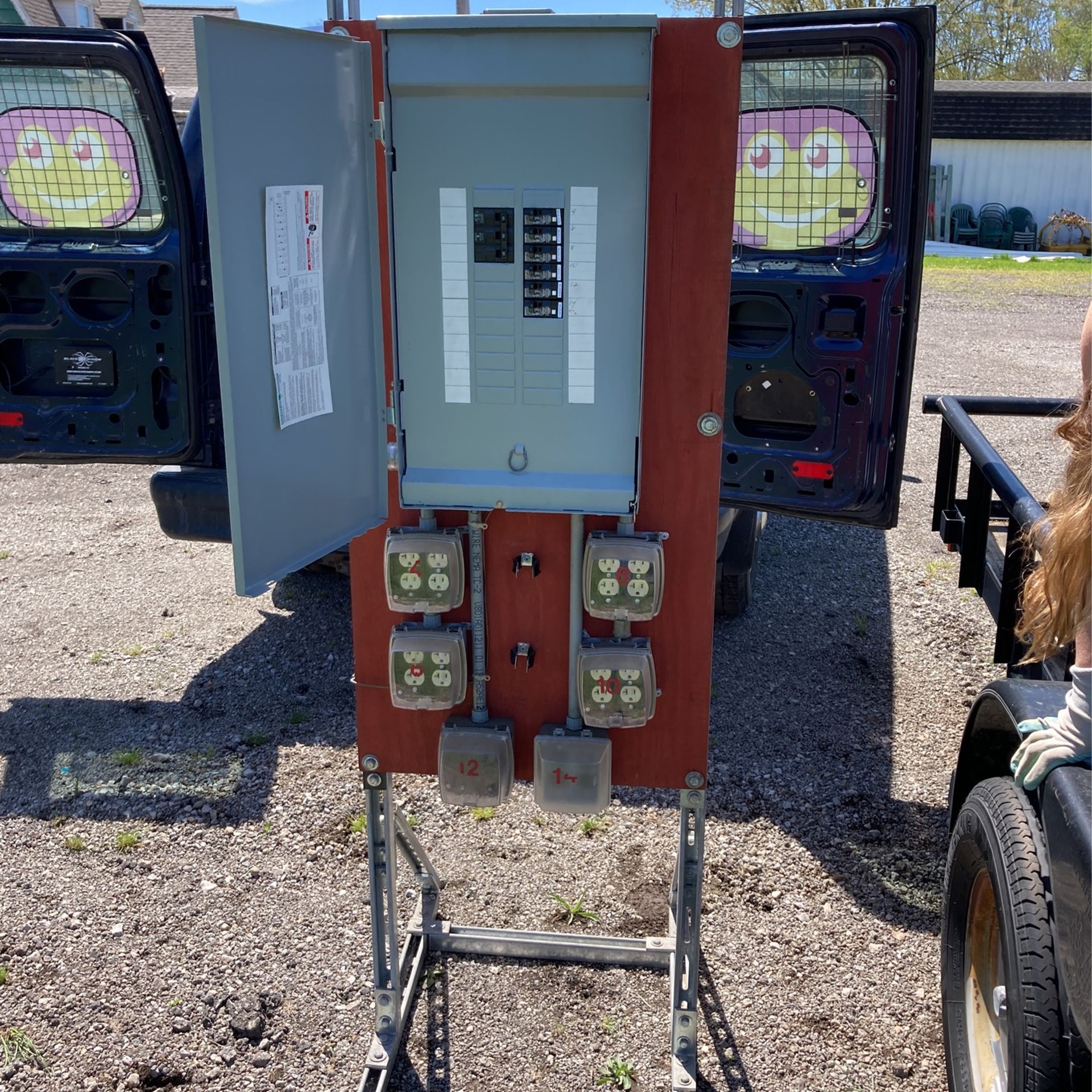 Temporary power Set Up With GFCI disconnects On Yuna strut frames