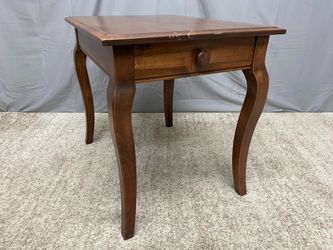 Brown French Provincial Rectangular Side Table w/ Drawer