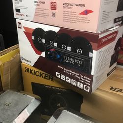Car Dual Single Din Bluetooth Stereo With 4 Door Speakers