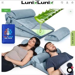 Lunix LX8 - Support for Nighttime Digestive Discomfort & Easier Breathing, Adjustable Height Orthopedic Bed Wedge Pillow Set, Memory Foam, Washable Co