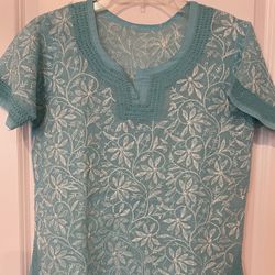 Brand New-Shirt With Full White Embroidery 