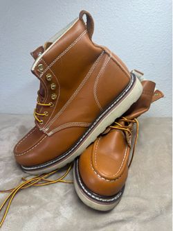 EVER BOOTS Leather Ankle Work Boots Lace Up Soft Moc Toe Saddle NWOB Mens 13