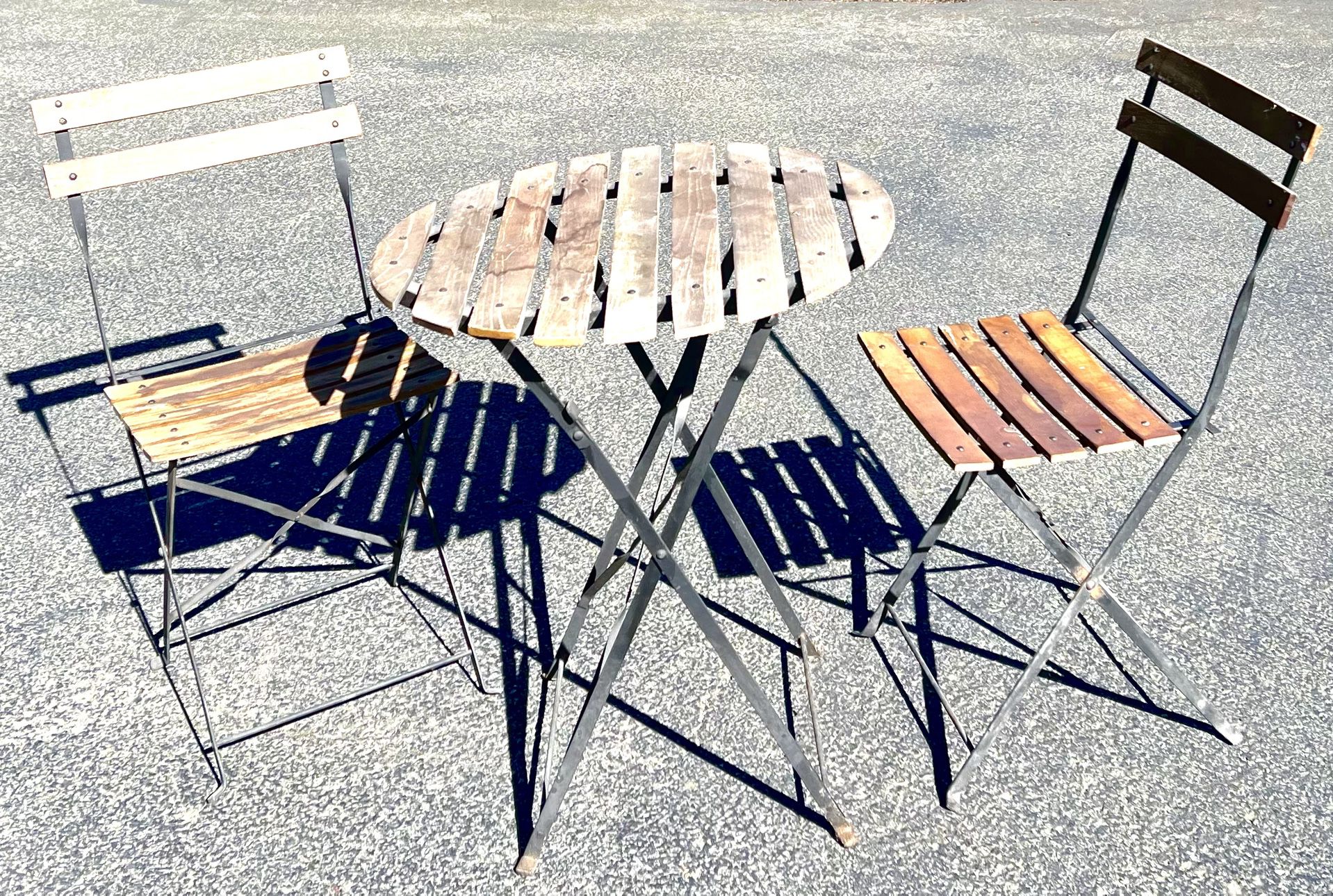 Bistro Set, Table & 2 Chairs, Wood Slay & Iron