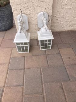 White Outdoor Wall Lantern Sconces – Set of 2