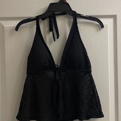 Brand New Rich Black Tankini Top Size Medium
