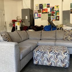 Comfortable,  sectional sofa with ottoman