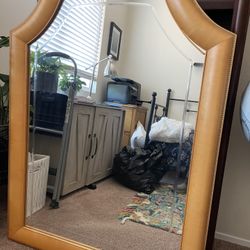 Mid Century Blonde Beveled Mirror