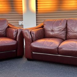 Leather Sofa & Armchair Set