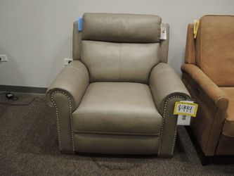 Violino High Point Showroom Leather Power Recliner - Taupe | Reclining Chair | Lounge Chair