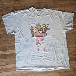 THE GORILLAZ GILDAN BLUE TIE DYE ADULT UNISEX XL  SIZE 25 "X28" T-SHIRT  PRE-OWNED