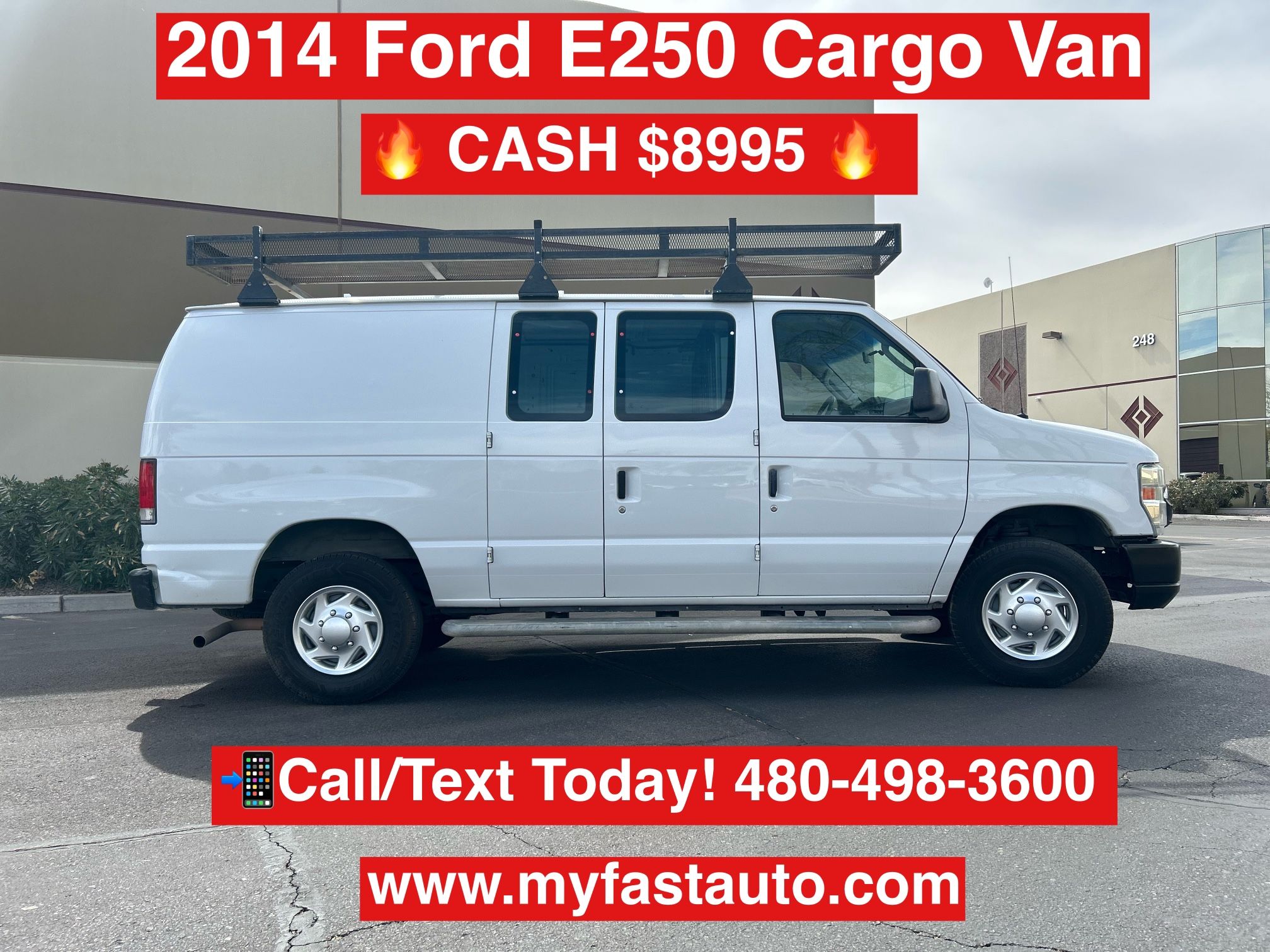 2014 Ford E250 Cargo Van 3D w/ Roof Rack