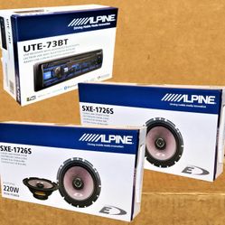 Alpine Bluetooth Car Stereo USB Aux Am Fm 6 1/2" 2-Way Coaxial Speaker System Watts Package 🚨 Payment Options Available 🚨 No Credit Needed 🚨 