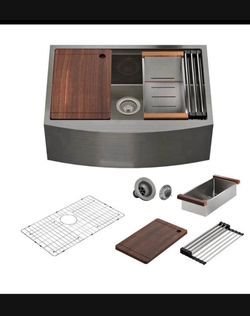 New in it's box 33" Stainless Steel Single Bowl Farmhouse Apron Workstation Kitchen Sink