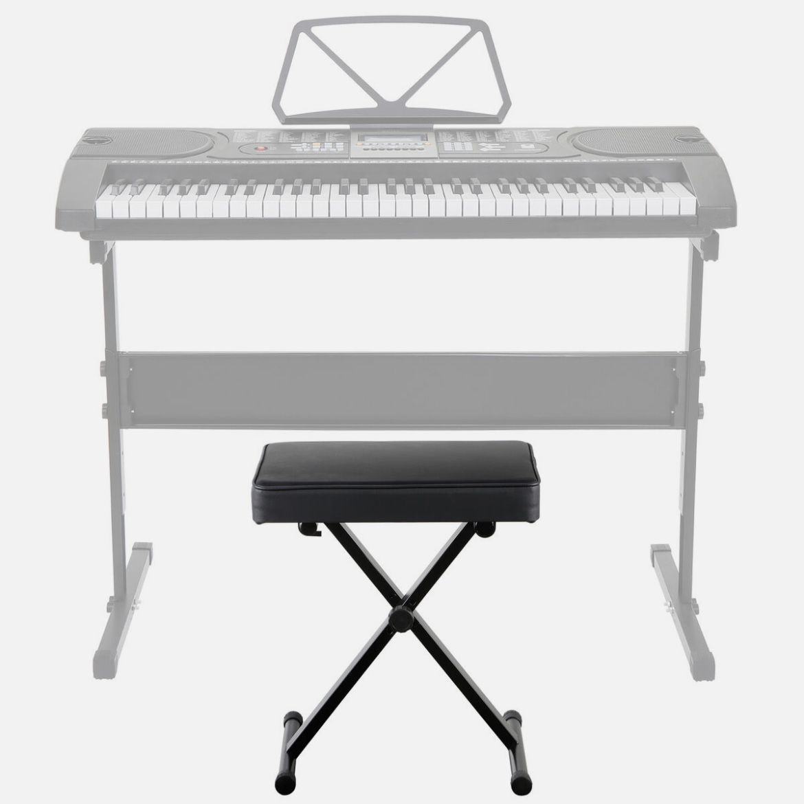 Piano Bench Adjustable Piano Keyboard Bench, X-Style Stool Chair Seat Black