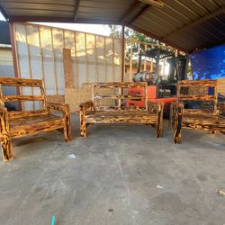 wooden benches set of 3