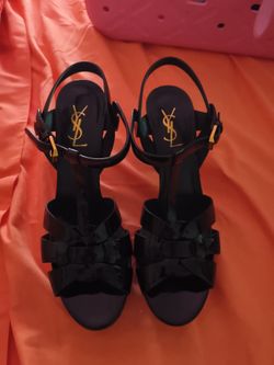 YSL Black Strappy Heeled Sandals