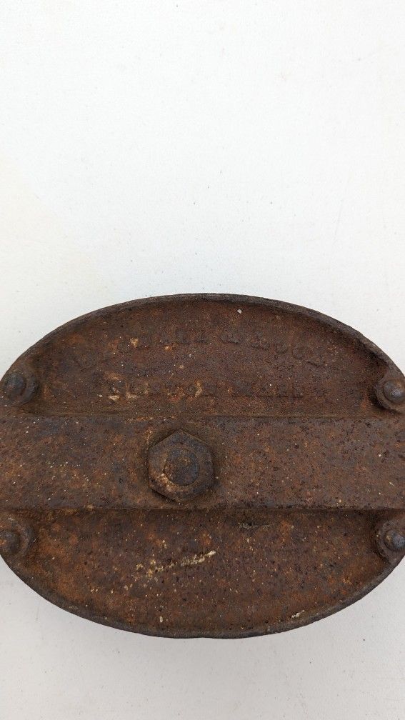 Vintage Metal Pulley And Hook, LARGE Vintage Bagnall and loud Co. Pulley Rustic Decor