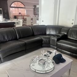 Real Italian Leather Sectional Sofa With Only 1 Working Recliner