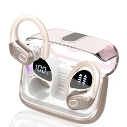 Rose-Gold Wireless Earbuds 75hrs Bluetooth