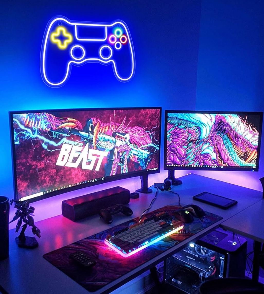 Gamer Neon Sign, Game Controller LED Sign For Gaming Room Decor - Game Neon Sign For Teen Boy Room