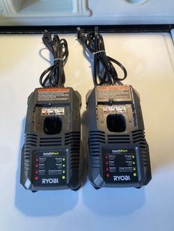 2 Ryobi 18V IntelliPort P118 Battery Chargers