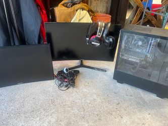 Gaming PC Setup with Monitors and Accessories