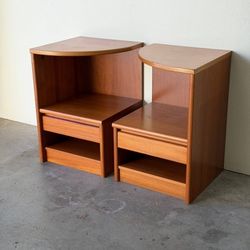 Pair of Danish Modern Teak Nightstands - Mid-Century Modern Bedside Tables 1960s