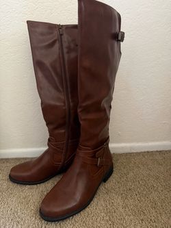 Brown knee high boots