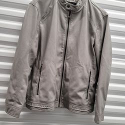 Calvin Klein White Faux Leather Motorcycle Jacket 