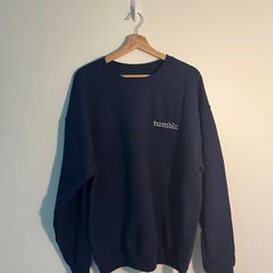 Navy Blue Tumblr Y2K Merch Embroidery Crewneck Sweatshirt  