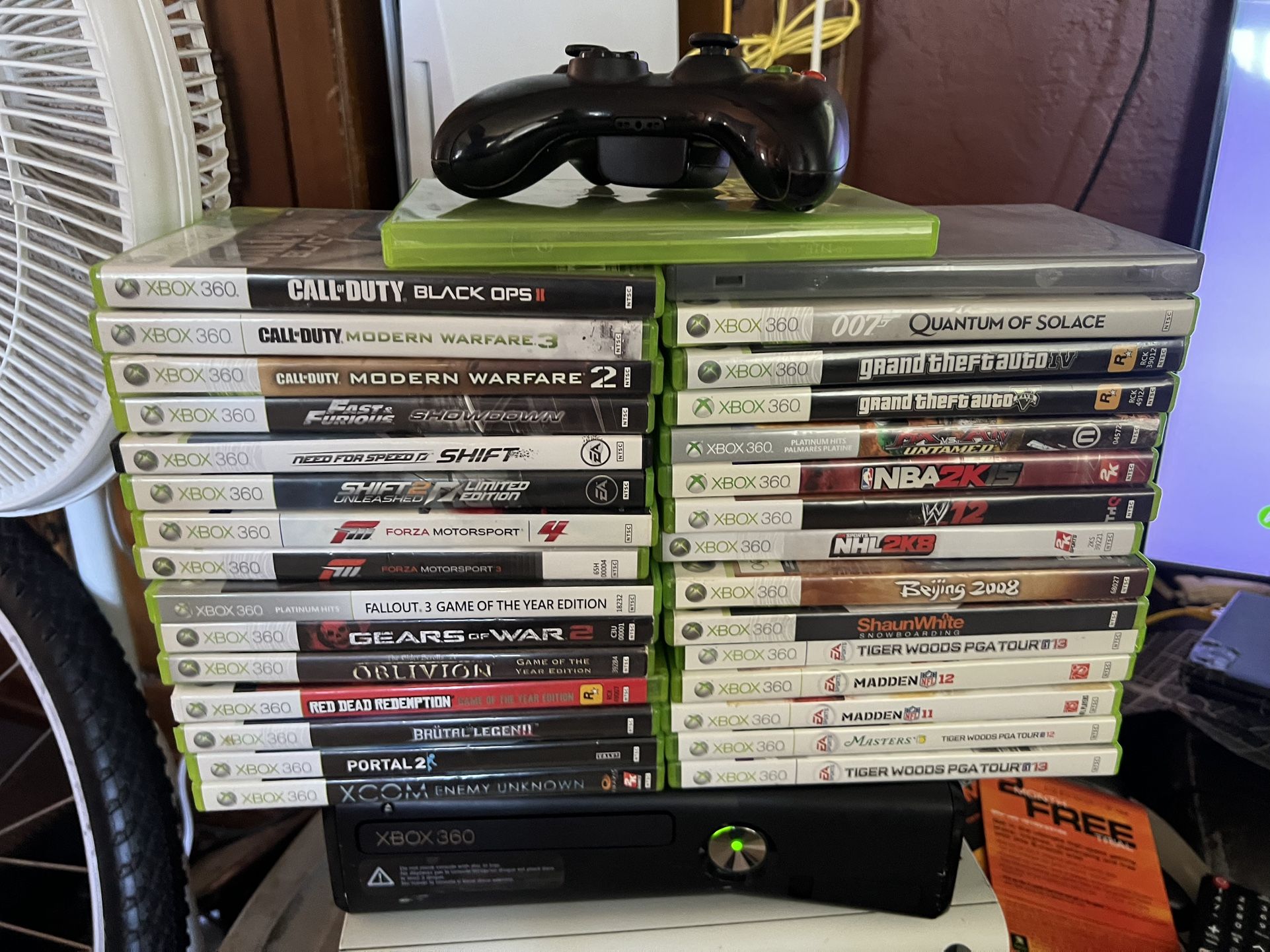 Microsoft Xbox 360 Slim Complete System Setup With 30+ Games!!! Grand Theft Auto Fighting Games COD Call Of Duty Sports Games Shooting Games And More