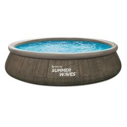 Summer Waves 15 ft Dark Double Rattan Quick Set Pool, Round, Ages 6+, Unisex