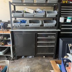 Craftsman Tool Chest Drawers Cabinet and 3 Tier Rack with Bins